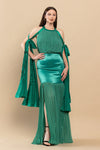 Formal Dresses Long Mermaid Pleated Satin Maxi Dress Green