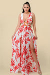 Formal Dresses Long Sleeveless Printed Maxi Dress Red