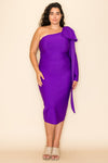 Cocktail Dresses Plus Size One Shoulder Fitted Midi Dress Deep Purple