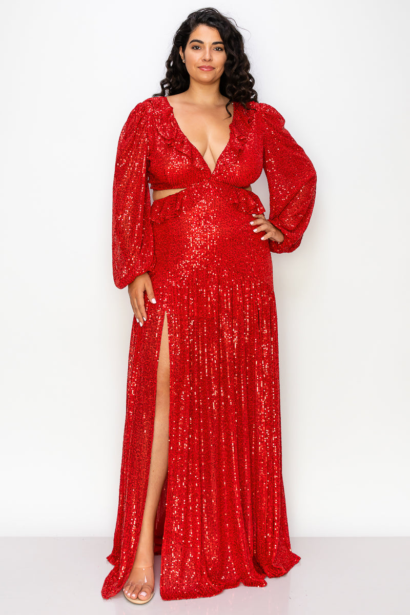 Plus Size Dresses Plus Size Long Sleeve Maxi Dress Red
