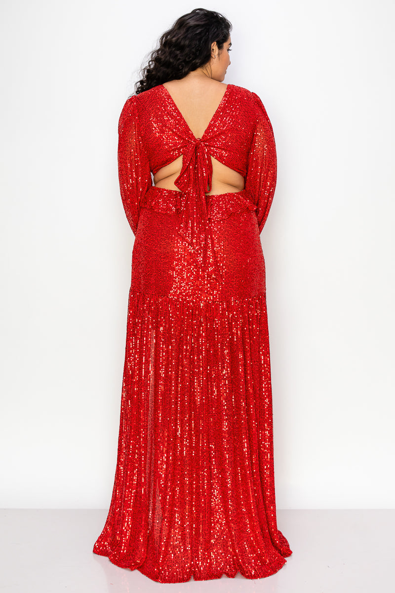 Plus Size Dresses Plus Size Long Sleeve Maxi Dress Red