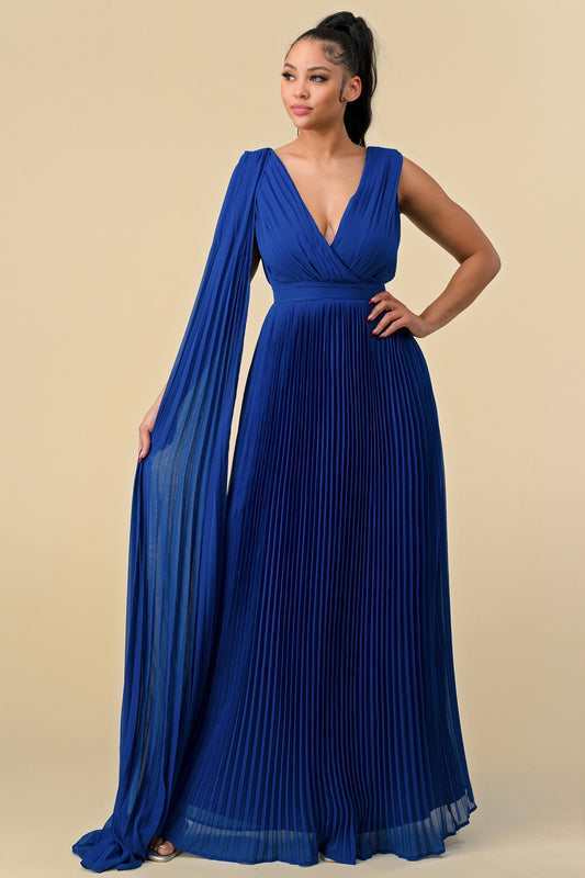 Formal Dresses Long Sleeveless Pleated Maxi Dress Royal