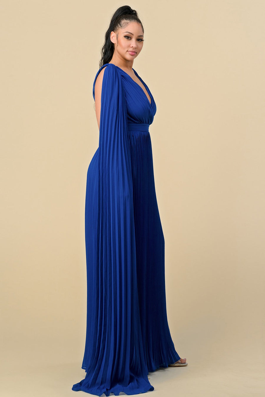 Formal Dresses Long Sleeveless Pleated Maxi Dress Royal