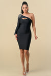 Cocktail Dresses Short One Shoulder Fitted Dress Black
