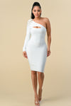 Cocktail Dresses Short One Shoulder Fitted Dress Off White