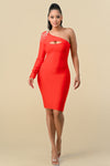 Cocktail Dresses Short One Shoulder Fitted Dress Red