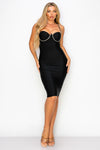 Cocktail Dresses Short Spaghetti Strap Rhinestone Fitted Dress Black