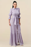 Formal Dresses Long 3/4 Sleeve Slit Maxi Dress Lavender