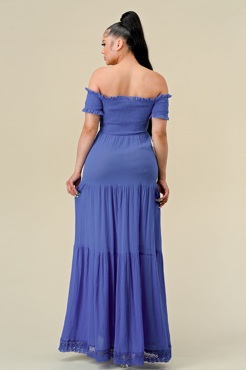 Formal Dresses Long Off Shoulder Ruched Maxi Dress Deep Blue