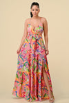 Formal Dresses Long Floral Printed Maxi Dress Pink Combo