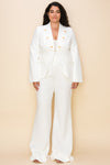 Pant Suit Plus Size Button Detail Jacket Pant Set Off White
