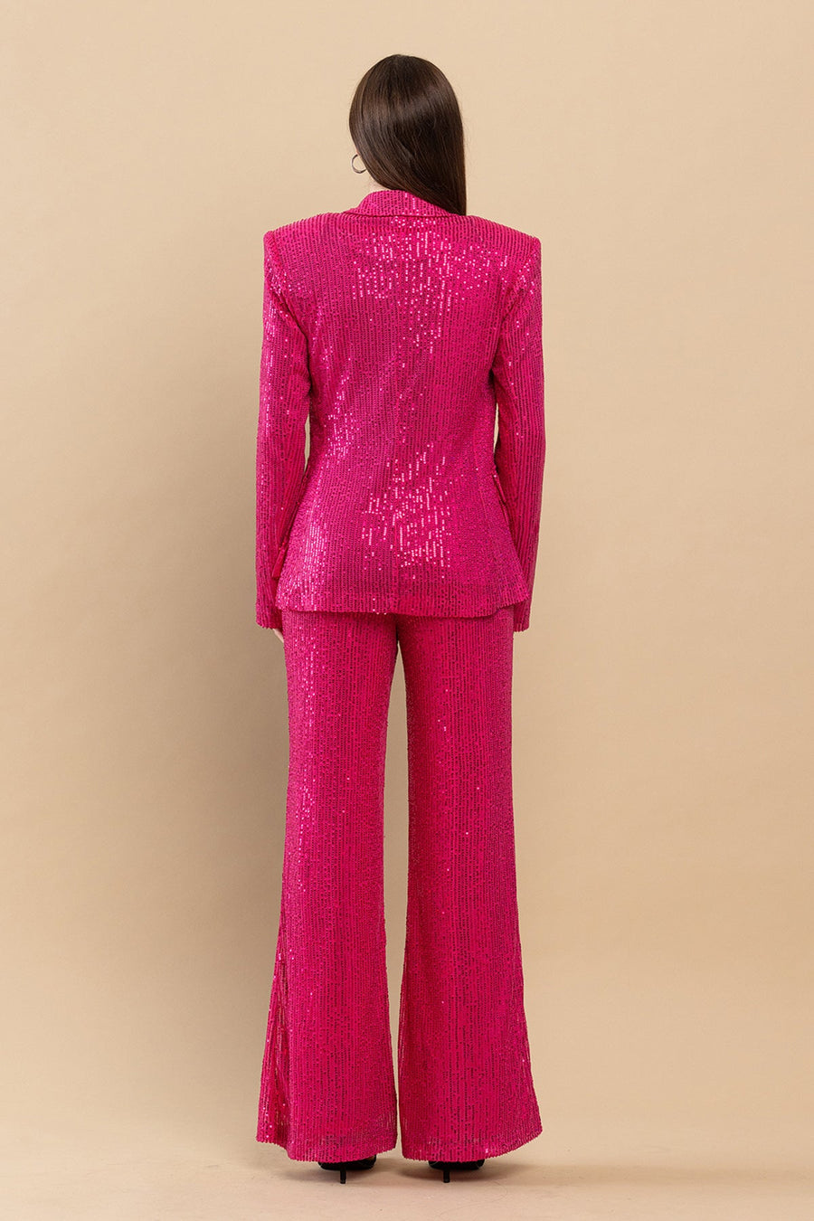 Pant Suit Sequins Jacket 3 Piece Set Pink/Pink Combo
