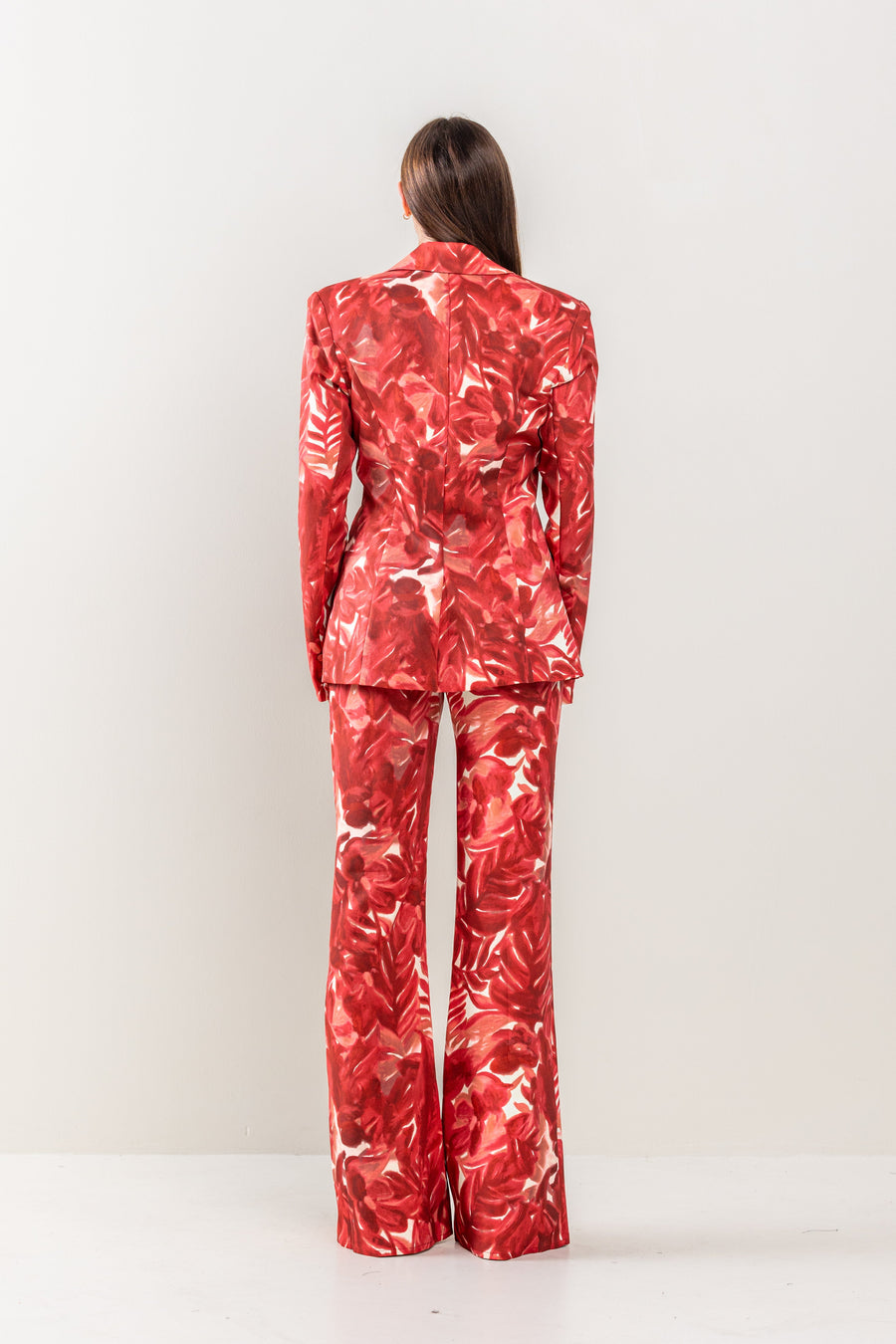 Pant Suit Tie Dye Floral Blazer Pant Set Wine