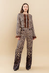 Pant Suit Animal Print Feather Pant Set Animal Ombre
