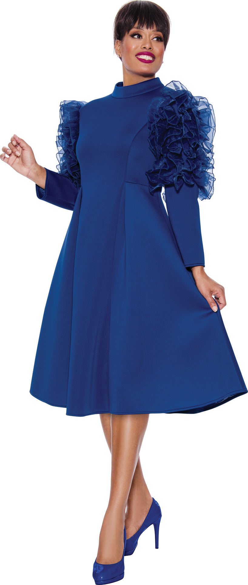 Plus Size Dresses Short A Line Long Sleeve Dress Royal