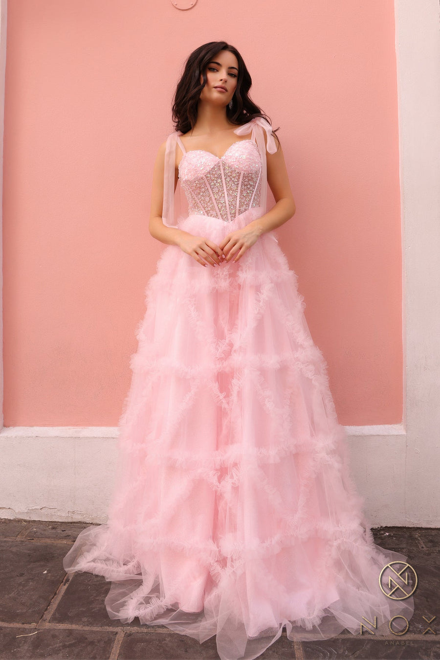 Prom Dresses Long Beaded Formal A Line Prom Gown Blush