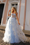 Prom Dresses Long Beaded Formal A Line Prom Gown Light Blue