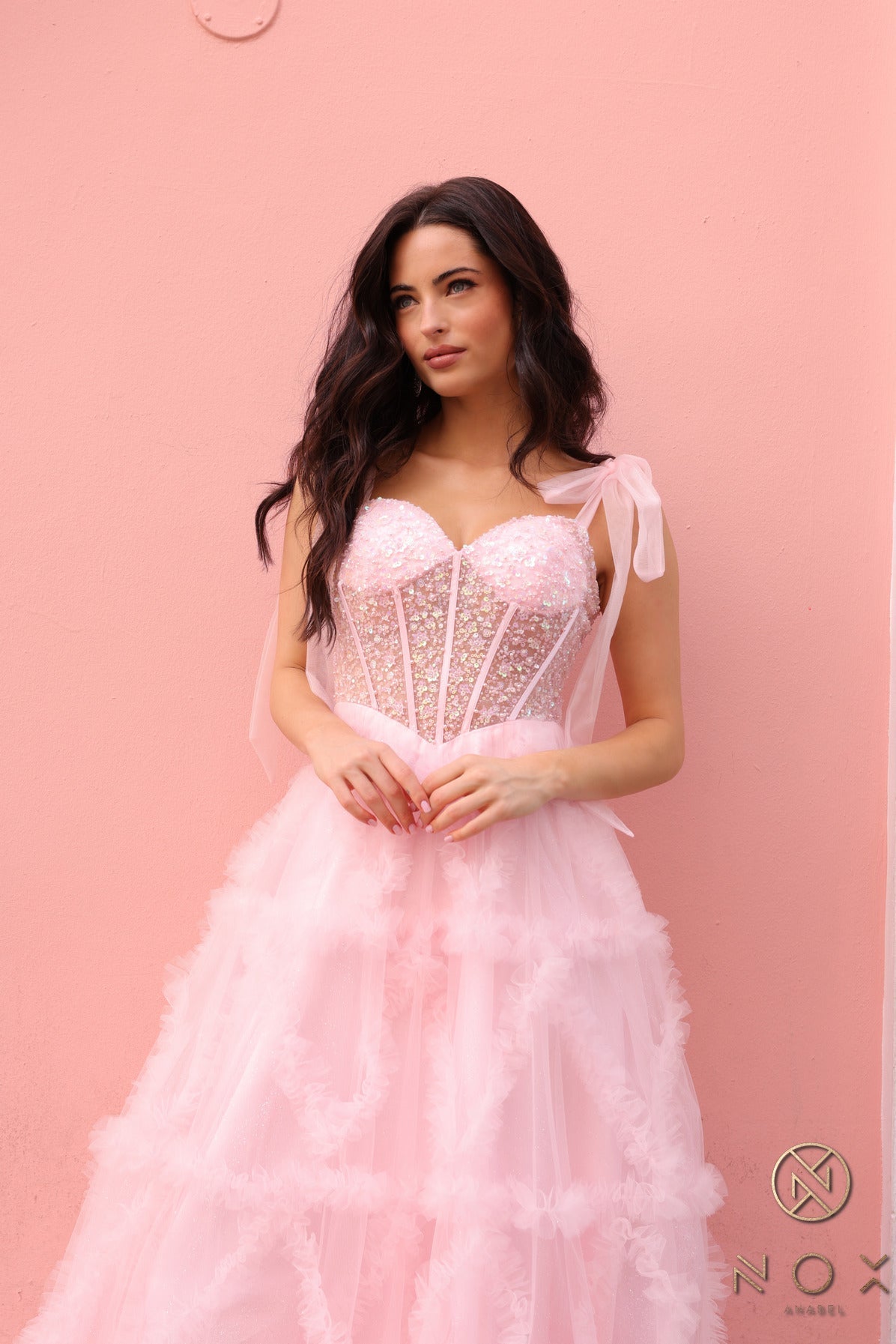 Prom Dresses Long Beaded Formal A Line Prom Gown Blush