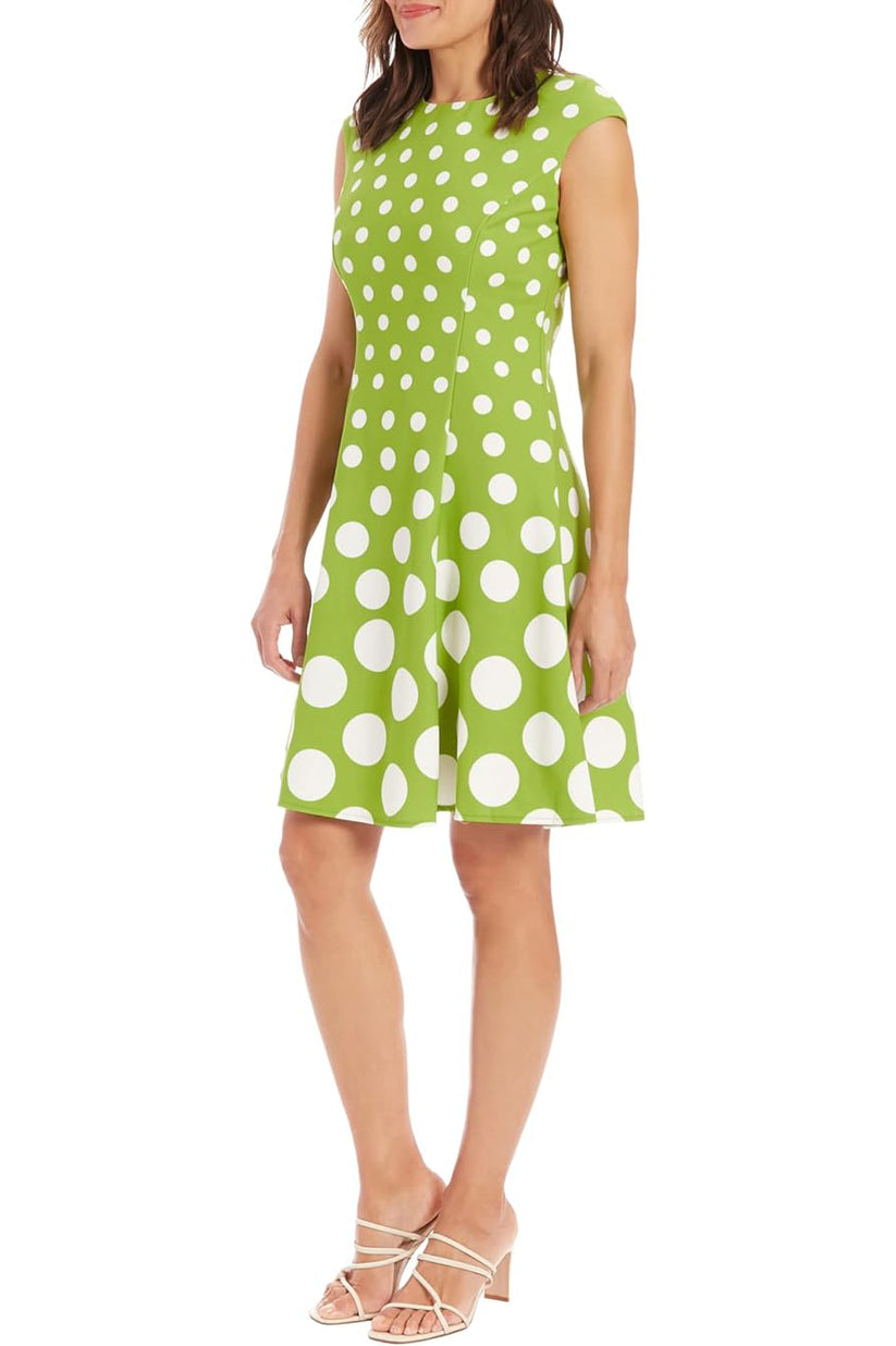 Cocktail Dresses Short Pleated Polka Dot Print Cocktail Dress GREEN WHITE