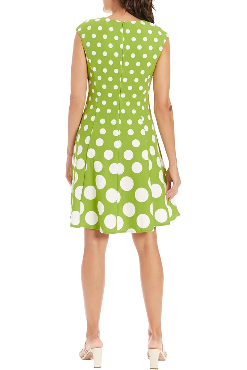 Cocktail Dresses Short Pleated Polka Dot Print Cocktail Dress GREEN WHITE