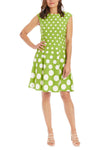Cocktail Dresses Short Pleated Polka Dot Print Cocktail Dress GREEN WHITE