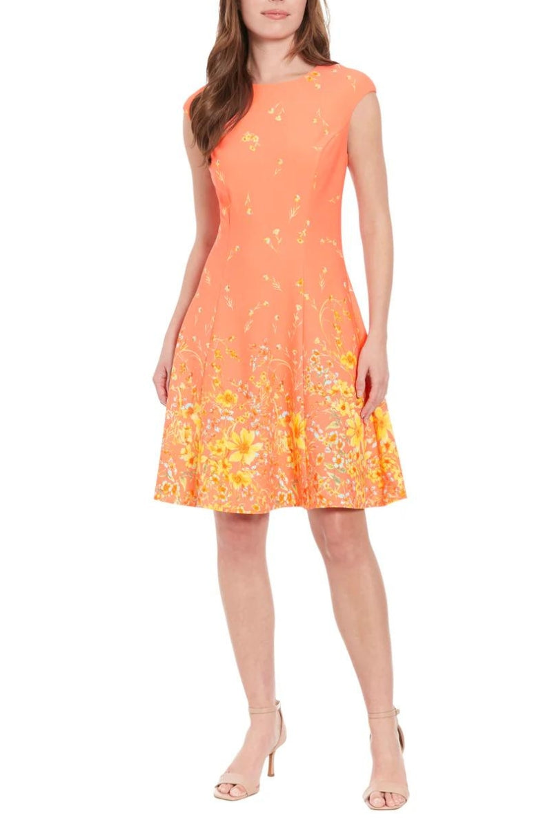 Cocktail Dresses Short Floral Print Cocktail Dress PEACH SUN