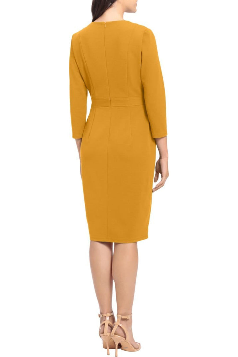 Cocktail Dresses Homecoming Short Button Cocktail Dress  MUSTARD