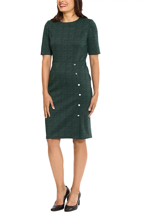 Cocktail Dresses Short Button Cocktail Dress BLACK GREEN