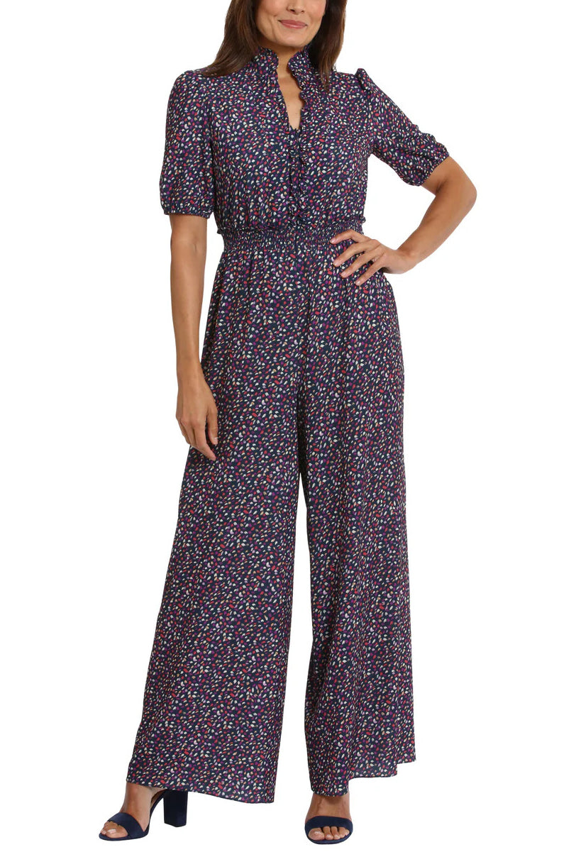 Jumpsuit Long Ruffle Formal Jumpsuit Navy Lilac
