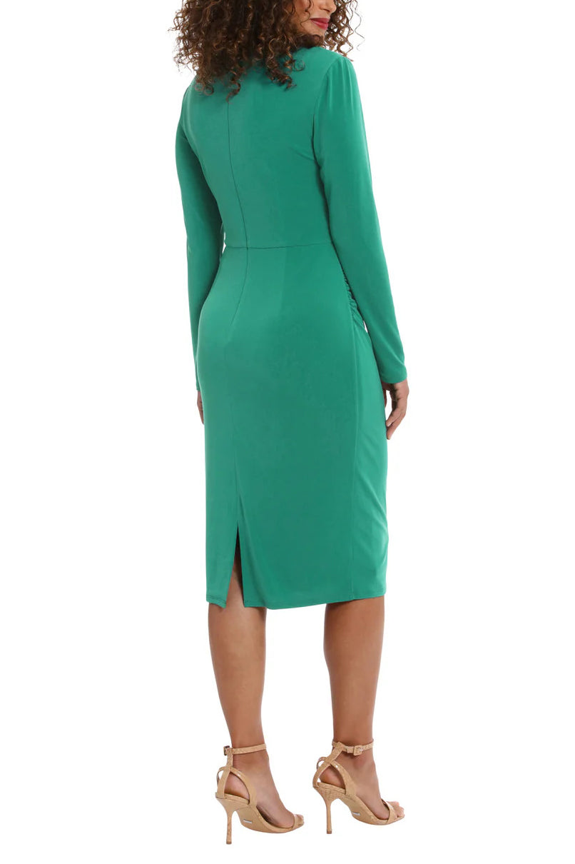Cocktail Dresses Short Draped Neckline Cocktail Dress ALPINE GREEN