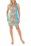 Cocktail Dresses Printed Short Cocktail Dress SEAFOAM AQUA GOLDEN TERMERIC