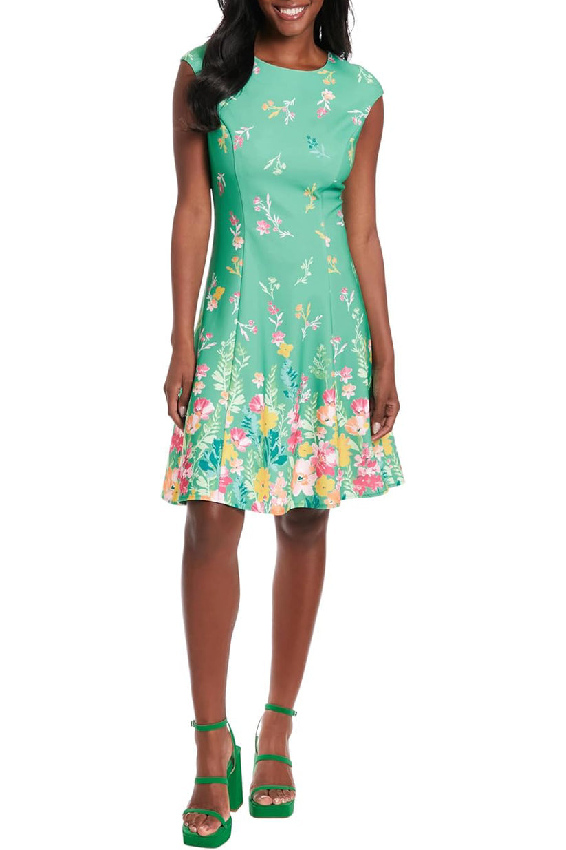 Cocktail Dresses Short Print Cocktail Dress GREEN YELLOW