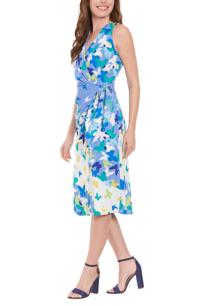 Cocktail Dresses Short Side Ruched Cocktail Dress BLUE MULTI