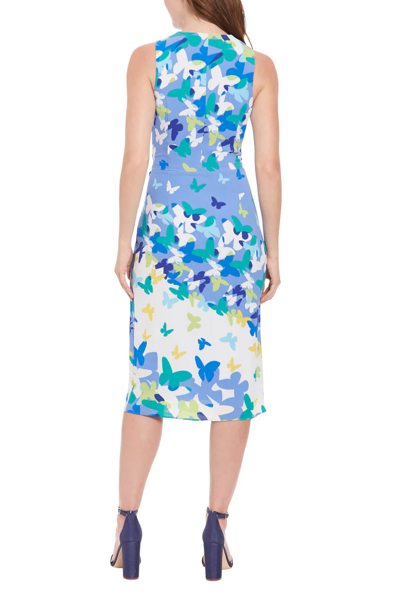 Cocktail Dresses Short Side Ruched Cocktail Dress BLUE MULTI