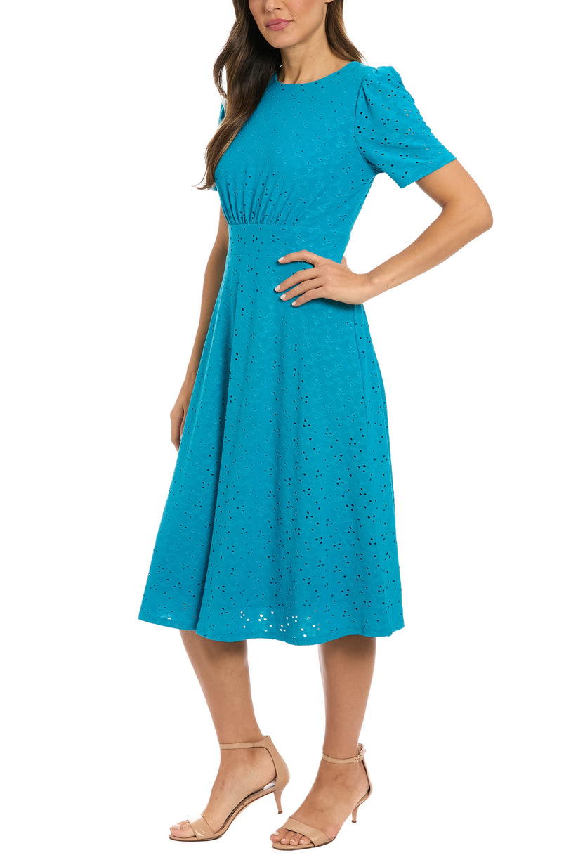 Cocktail Dresses Short A Line Puff Sleeve Cocktail Midi Dress Barrier Reef