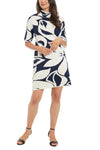 Cocktail Dresses Short Floral Print Cocktail Dress Navy Ivory