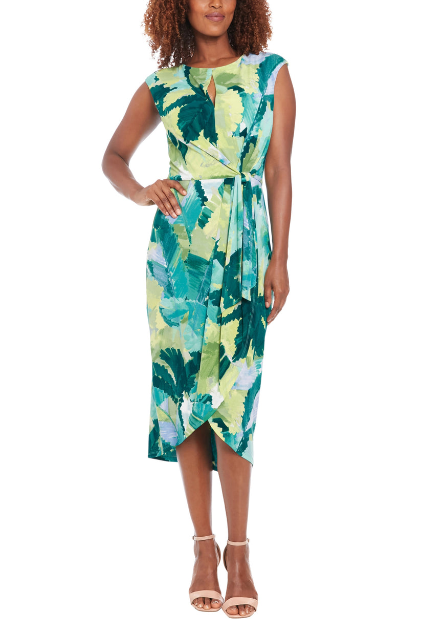 Cocktail Dresses Short Printed Fitted Midi Cocktail Dress Blue Green