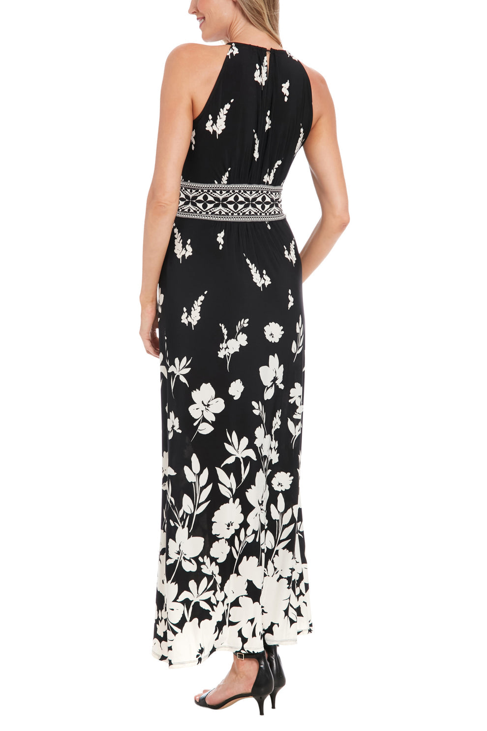 Formal Dresses Long Printed A Line Formal Dress Black Ivory