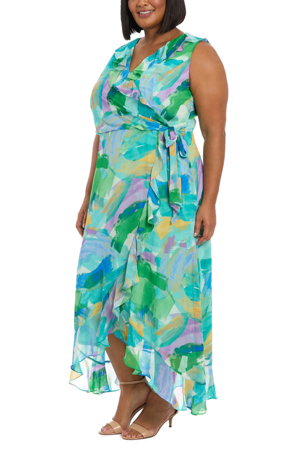 Plus Size Dresses Printed High Low Plus Size Dress White Aqua