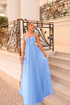 Prom Dresses Floral Long Glitter Formal Prom Dress  Icy Blue