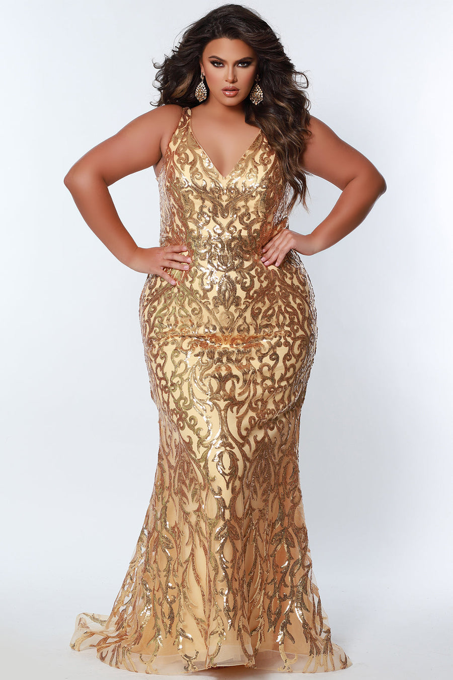 Plus Size Dresses Long Mermaid Formal Plus Size Prom Dress Gold