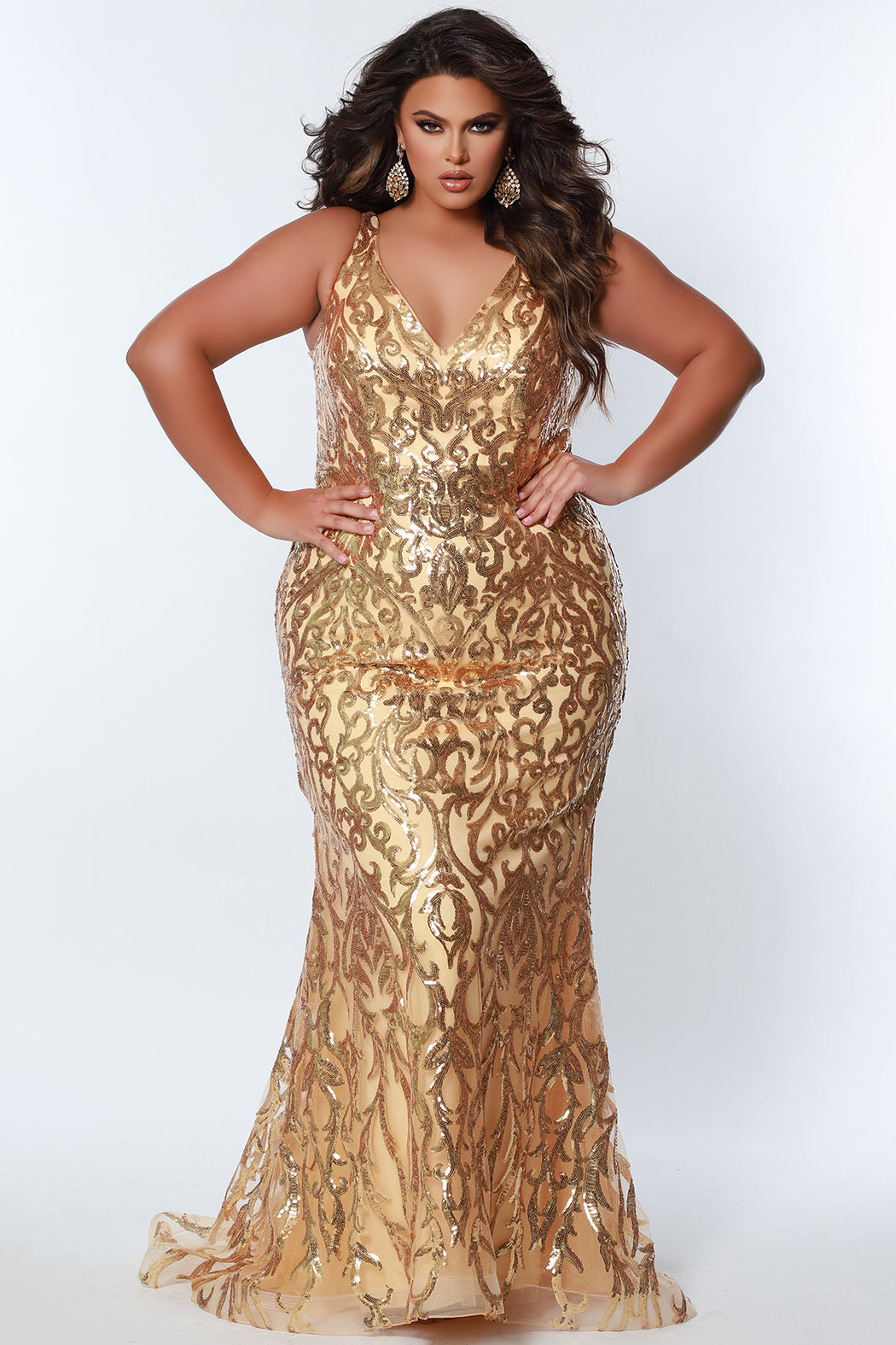 Plus Size Dresses Long Mermaid Formal Plus Size Prom Dress Gold