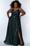 Plus Size Dresses Prom Long Sequin Formal A Line Plus Size Dress Peacock