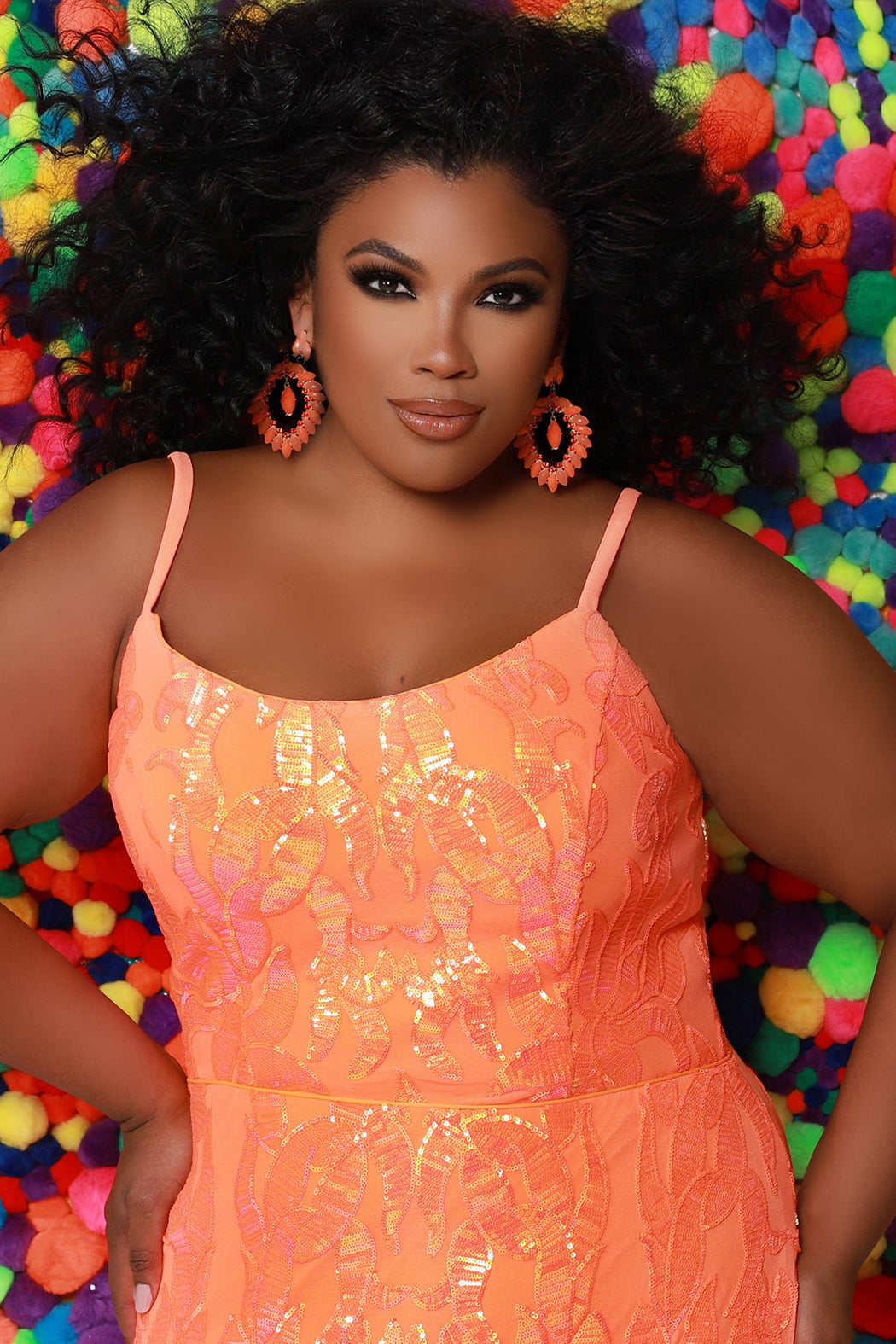 Plus Size Dresses Prom Long Sequin Formal Plus Size Dress Tangelo