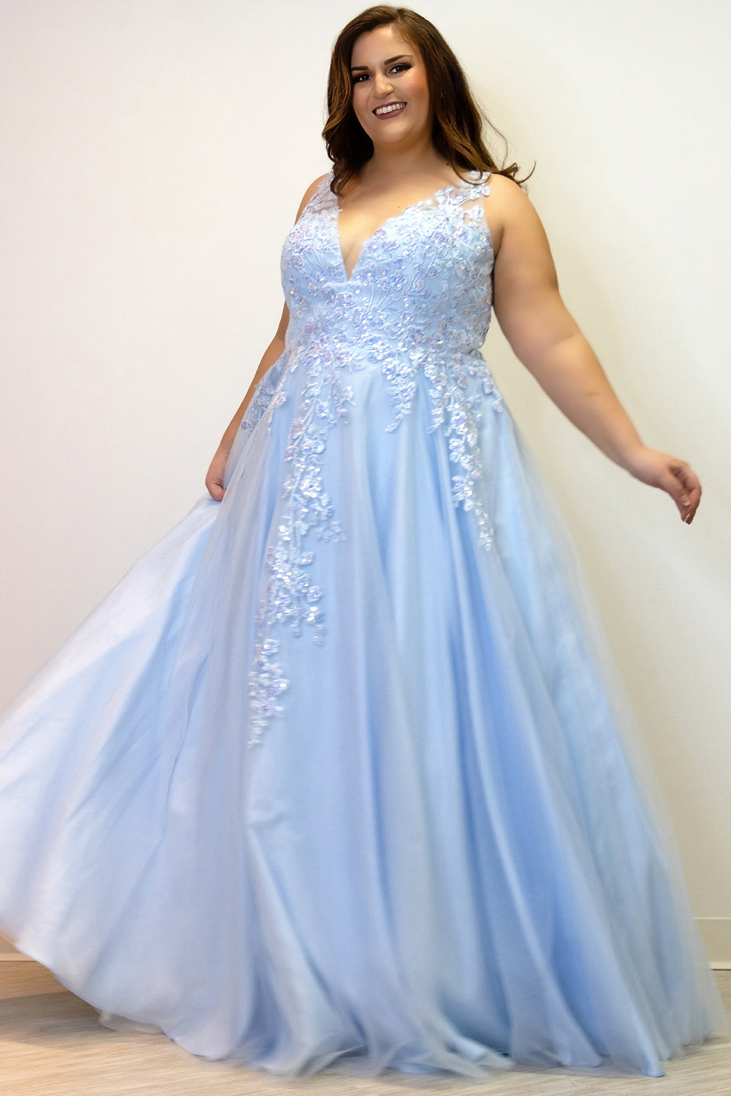 Plus Size Dresses Prom Long Formal A Line Floral  Plus Size Dress Bluejay