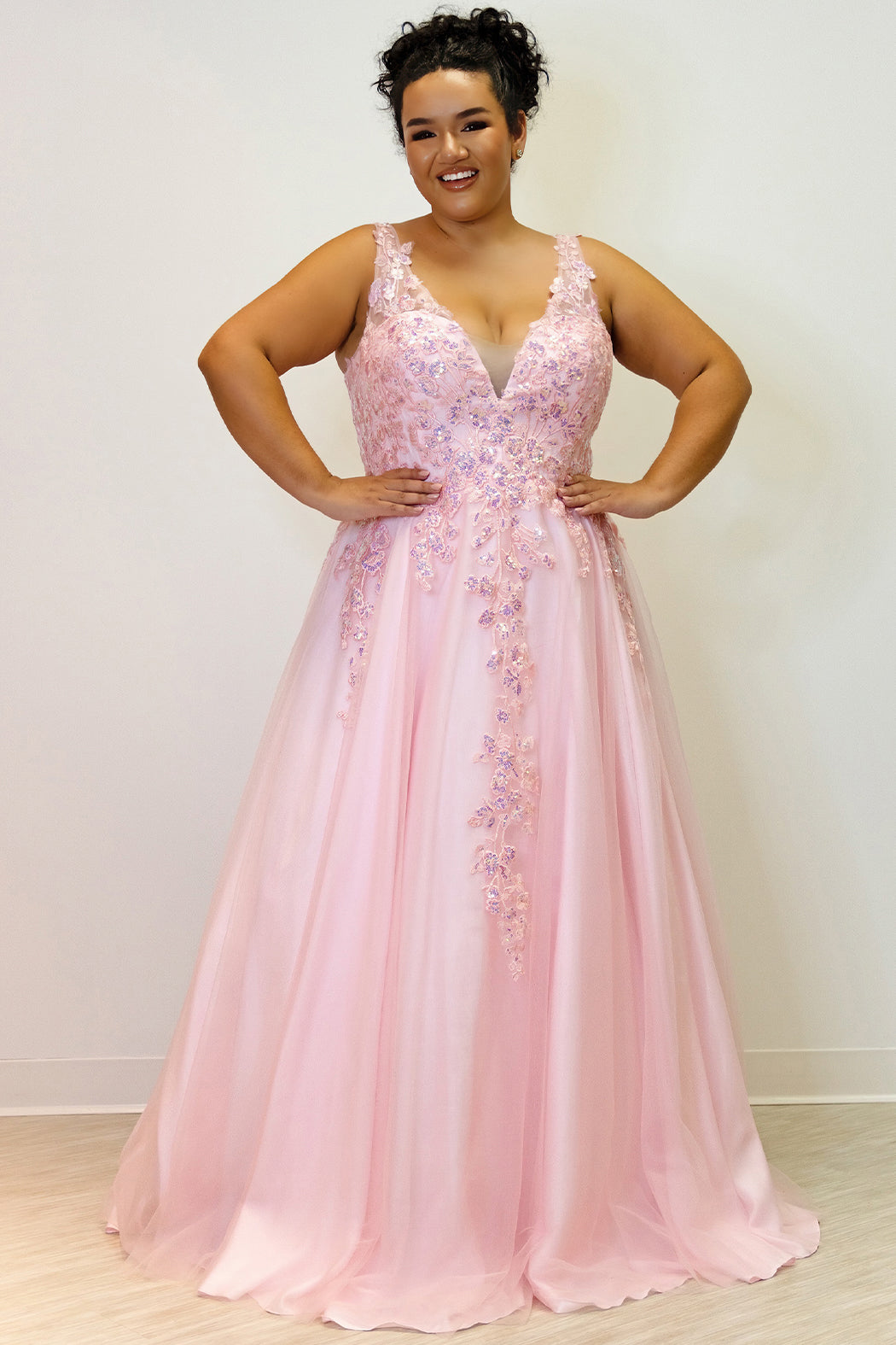 Plus Size Dresses Prom Long Formal A Line Floral  Plus Size Dress Carnation