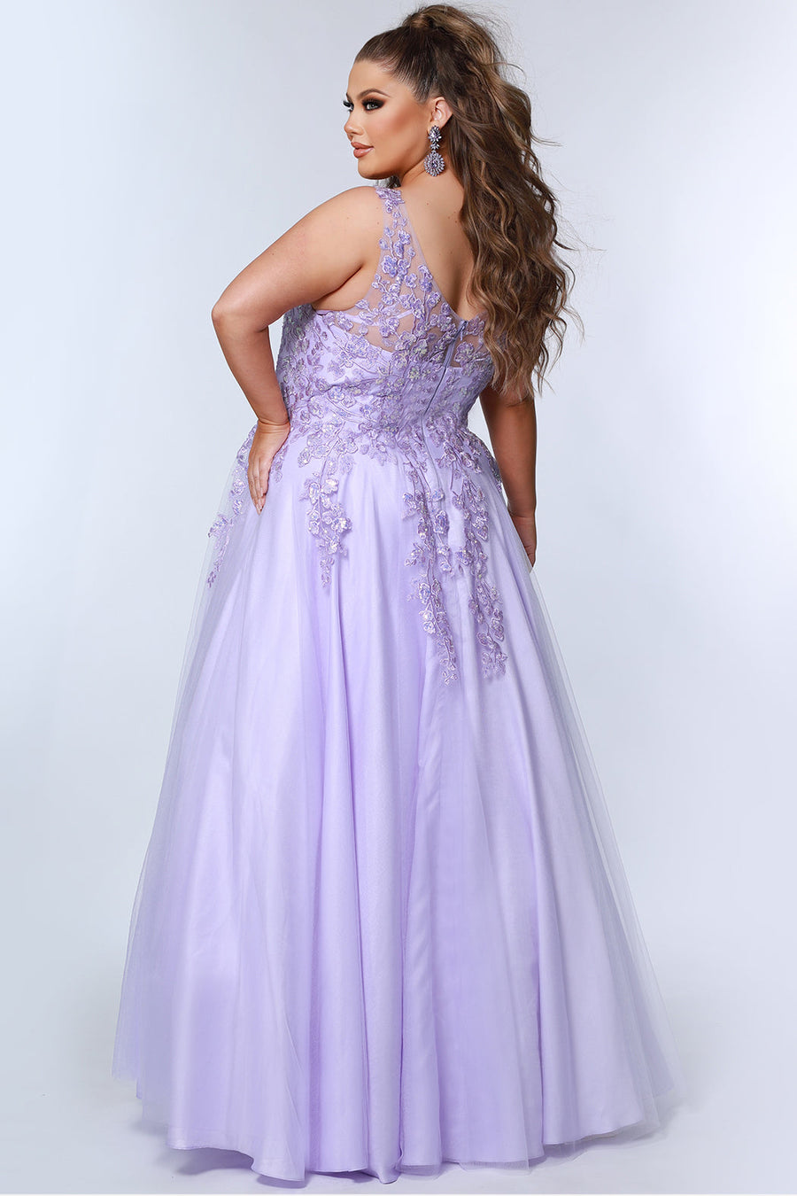 Plus Size Dresses Prom Long Formal A Line Floral  Plus Size Dress Lilac