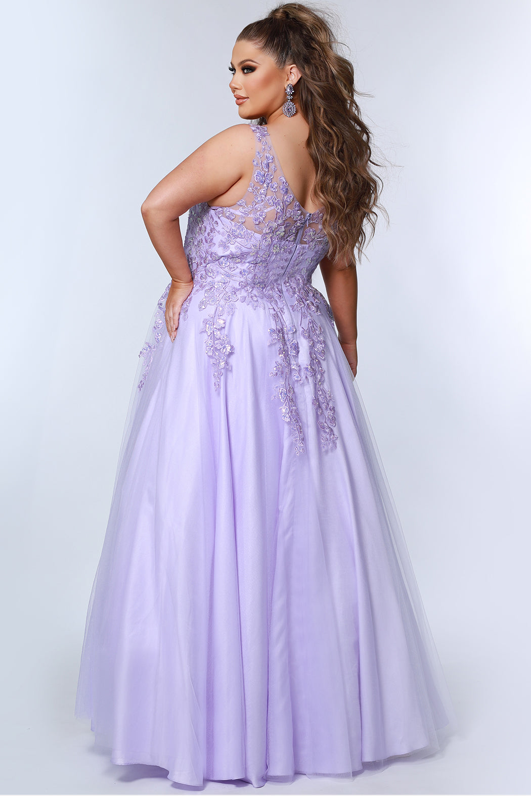 Plus Size Dresses Prom Long Formal A Line Floral  Plus Size Dress Lilac