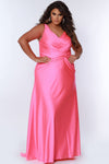 Plus Size Dresses Pleated Long Formal Prom Plus Size Dress Flamingo Pink