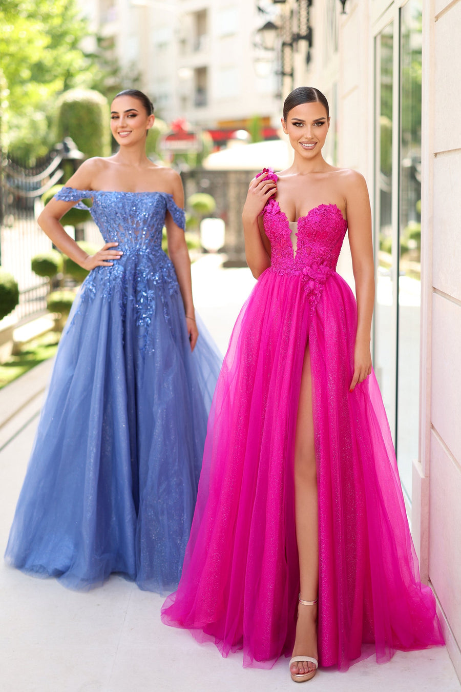 Prom Dresses Ball Gown Prom Long Formal Glitter Floral Lace Dress Blueberry